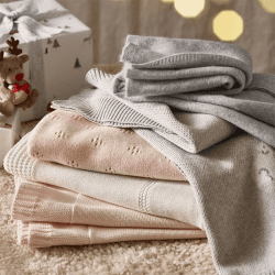 Image showing the Star Cashmere Baby Blanket, 75 x 100cm, Pale Grey Marl product.