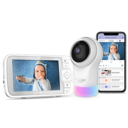 Image showing the Nursery Pal Glow+ Smart HD Baby Monitor with Night Light & Sleep Trainer, 5", White product.