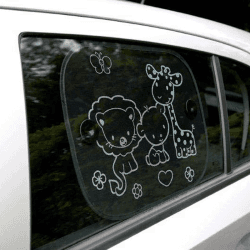 Image showing the Pack of 2 Car Sun Shade, Safari Black & White product.