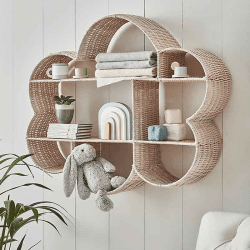 Image showing the Rattan Cloud Bookshelf, Natural, 72cm x 87cm x 20cm product.