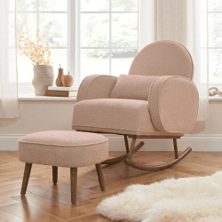Image showing the Micah Boucle Rocking Chair with Footstool, Blush product.