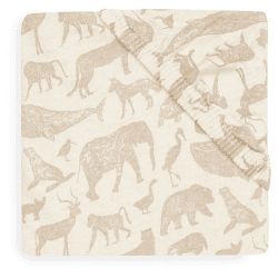 Image showing the Adventurous Animals Jersey Cot Bed Fitted Sheet, 70 x 140cm, Nougat product.