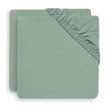 Image showing the Pack of 2 Jersey Fitted Cot Sheets, Ash Green product.