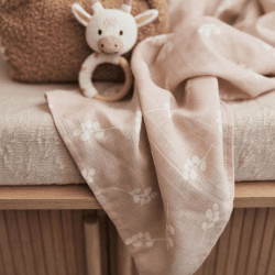 Image showing the Twig Pack of 3 Muslin Cloths, 70 x 70cm, Wild Rose product.