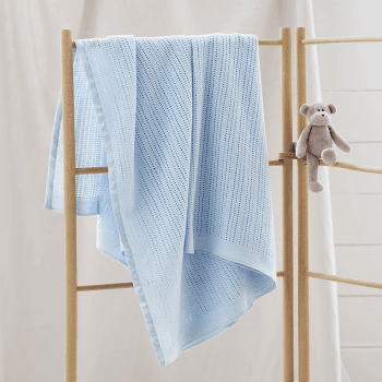 Image showing the Cellular Satin Blanket, 75 x 100cm, Blue product.