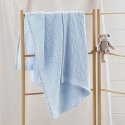 Image showing the Cellular Satin Blanket, 75 x 100cm, Blue product.