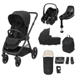 Image showing the Oxford Select 9 Piece Travel System Bundle (+ Pebble S Car Seat), Twillic Black product.