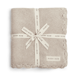 Image showing the Scallop Knitted Blanket, Stone product.