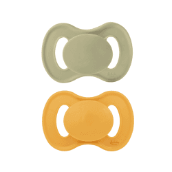 Image showing the Pack of 2 Round Latex Dummies, 0 - 6 Months, Daisy Yellow & Lake Green product.
