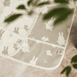 Image showing the Jollein x Miffy Pack of 2 Waterproof Bibs, Olive Green product.