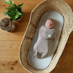 Image showing the Cozy Swaddle Bag, 0.7 Tog, 0 - 3 Months, Sprinkle Taupe product.