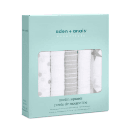 Image showing the Essentials Pack of 5 Cotton Muslin Squares, 60 x 60cm, Dusty product.