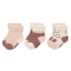 Image showing the Pack of 3 Terry Baby Socks GOTS, 0 - 3 Months, White/Pink/Rust product.