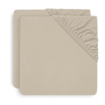 Image showing the Pack of 2 Jersey Fitted Cot Sheets, Nougat product.