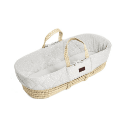Image showing the Natural Quilted Moses Basket Bundle incl. Static Stand & Mattress, Printed Dove product.