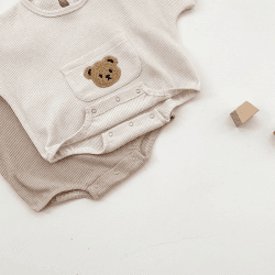 Image showing the Waffle Bear Bodysuit, 0 - 6 Months, Cream product.