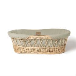 Image showing the Organic Natural Wicker Moses Basket, Sage product.