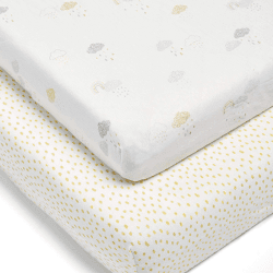 Image showing the Dream Upon A Cloud Cot Bed Fitted Sheets 2 Pack, Cloud Grey product.