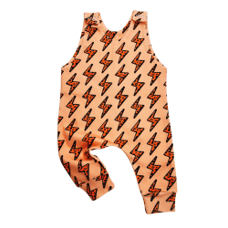 Image showing the Sleeveless Romper, 0 - 3 Months, Lightning Bolts Orange product.