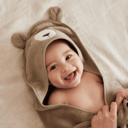 Image showing the Bear Hooded Baby Bath Towel, Taupe product.