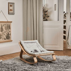 Image showing the Levo Wooden Baby Rocker, Beech, Farrow product.