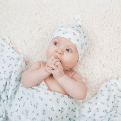 Image showing the Bamboo Hat & Swaddle Gift Set, Blueberries product.