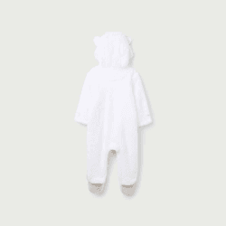Image showing the Recycled Fleece Romper Pramsuit, Newborn, White product.