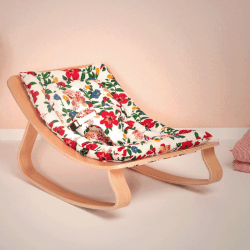 Image showing the Levo Wooden Baby Rocker, Beech, Hibiscus product.