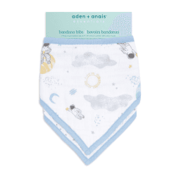 Image showing the Essentials Pack of 2 Cotton Muslin Bandana Bibs, 41 x 21.5cm, Space Explorers product.