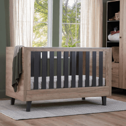 Image showing the Como 3 in 1 Cot Bed, Distressed Oak / Slate Grey product.