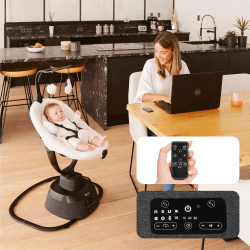 Image showing the Swoon Evolution Stylish Electric 360 Degrees Baby Swing, White product.