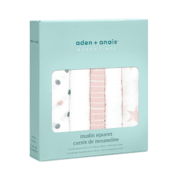 Image showing the Essentials Pack of 5 Cotton Muslin Squares, 60 x 60cm, Dolly product.