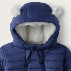 Image showing the Recycled Quilted Pramsuit, 3 - 6 Months, Blue product.