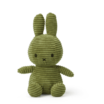 Image showing the Miffy Sitting Corduroy Soft Toy, 23cm, Olive Green product.