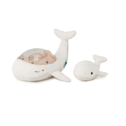 Image showing the Tranquil Whale Family 2-Piece Eco Night Light with Ocean Sound & Rattle Set, White product.
