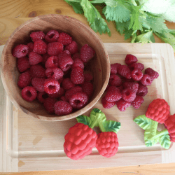Image showing the Valery the Raspberry Natural Rubber Teether & Bath Toy, Red product.