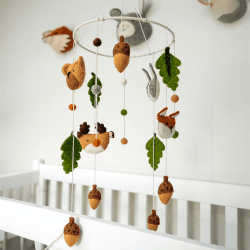 Image showing the Woodland Animals Felt Mobile, Orange/Green product.