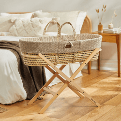 Image showing the Moses Basket Bundle incl. Static Stand & Mattress, Truffle product.