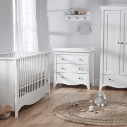 Image showing the Clara 3 Piece Nursery Furniture Set excl. Mattress, White product.