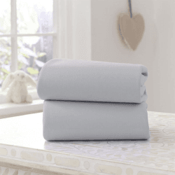 Image showing the Pack of 2 Moses Basket Sheets, 74 x 30cm, Grey product.