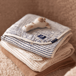 Image showing the Jollein x Miffy Muslin Baby Blanket, 75 x 100cm, Navy product.