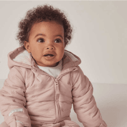 Image showing the Recycled Star Quilted Pramsuit, 0 - 3 Months, Dusty Pink product.