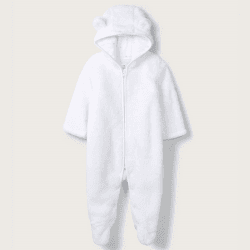 Image showing the Recycled Fleece Pramsuit, 3 - 6 Months, White product.