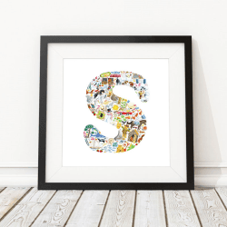 Image showing the S Alphabet Print, 30.5 x 30.5cm, Multi product.