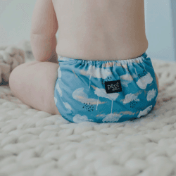 Image showing the Fluffy Clouds Reusable Nappy, Blue product.