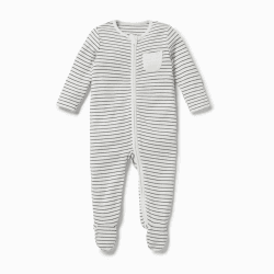 Image showing the Clever Zip Sleepsuit, 0 - 3 Months, Grey Stripe product.