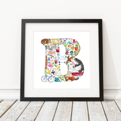 Image showing the B Alphabet Print, 30.5 x 30.5cm, Multi product.