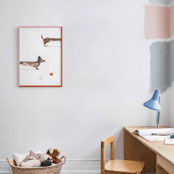 Image showing the All The Way To Paris Doug the Dachshund Print, 50 x 70cm product.