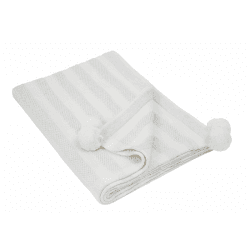 Image showing the Stripe Cotton Cashmere Baby Blanket, White/Grey product.