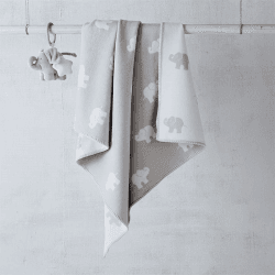Image showing the Grey Elephant Blanket, 75 x 100cm, Grey/White product.